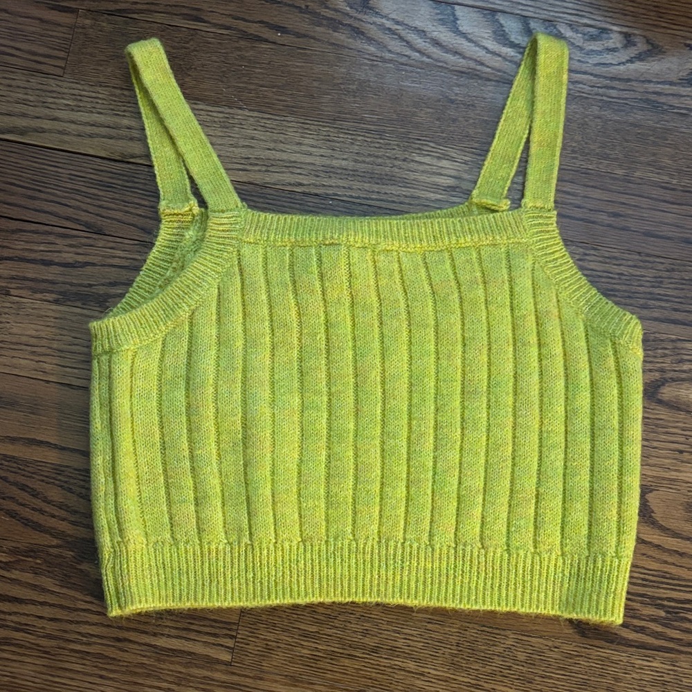 Bright Yellow Knit Crop Top
